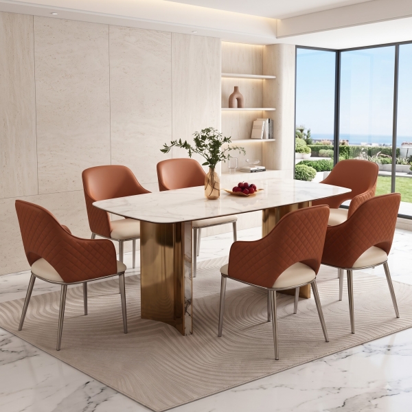 Bộ bàn mặt đá 6 ghế ăn cao cấp BL032